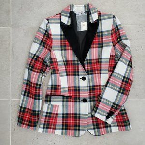 Robert Talbott Red Plaid Velvet Lapel Blazer. Excellent for the holidays!!